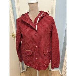 Ralph Lauren Jacket Women Sz M Classic 90s Y2K Red Plaid Hooded Preppy Raincoat